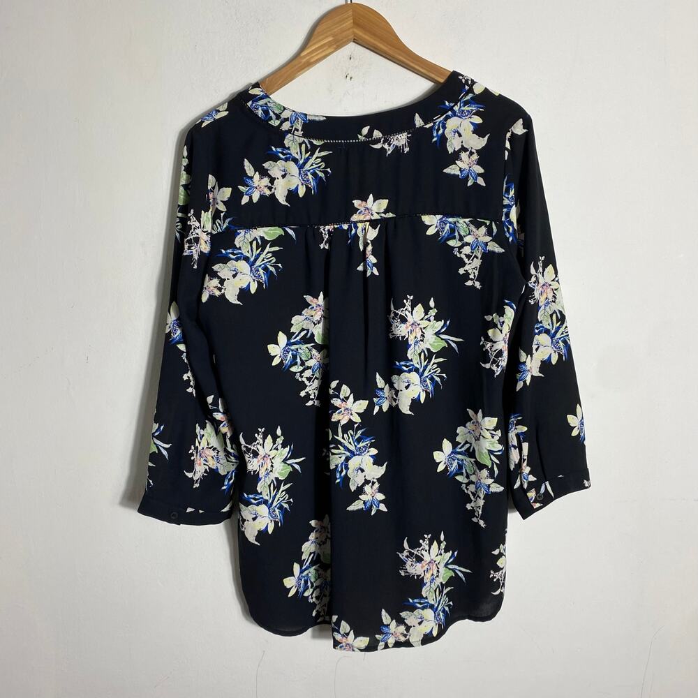 41 Hawthorn Black Floral Blouse SZ L Office Workwear Business Casual Travel‎ - Picture 7 of 11